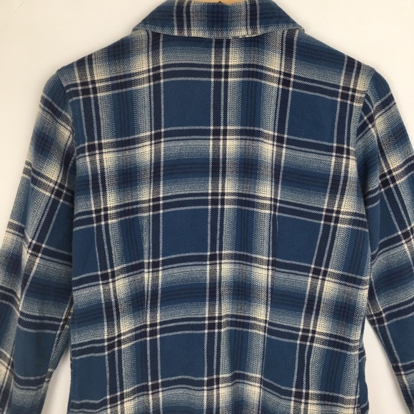 Patagonia Women's Fjord Flannel Button Up Shirt Organic Cotton Blue Plaid Sz 2 - Picture 8 of 12
